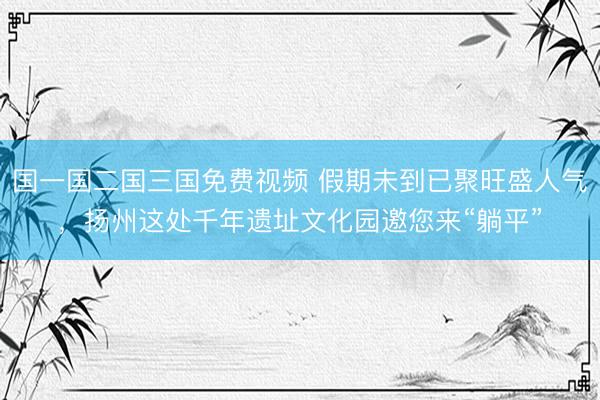 国一国二国三国免费视频 假期未到已聚旺盛人气，扬州这处千年遗址文化园邀您来“躺平”