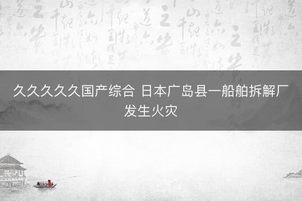 久久久久久国产综合 日本广岛县一船舶拆解厂发生火灾