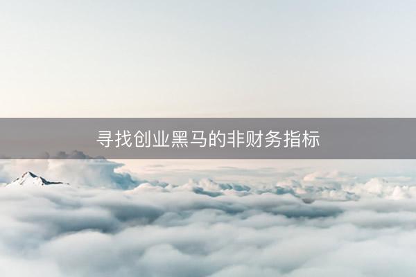 寻找创业黑马的非财务指标