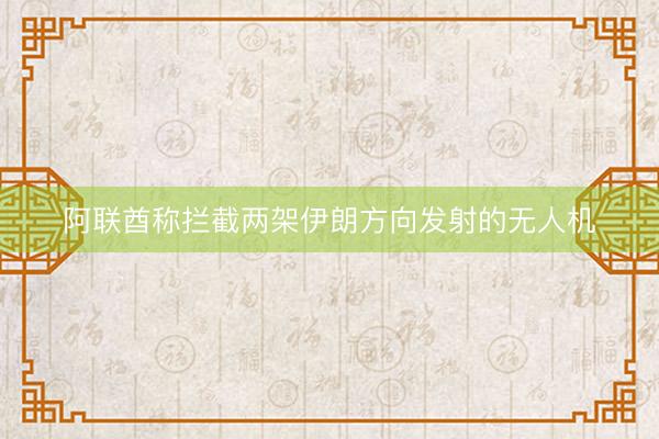 阿联酋称拦截两架伊朗方向发射的无人机