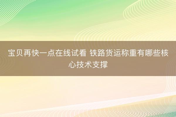 宝贝再快一点在线试看 铁路货运称重有哪些核心技术支撑