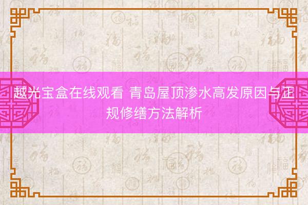 越光宝盒在线观看 青岛屋顶渗水高发原因与正规修缮方法解析