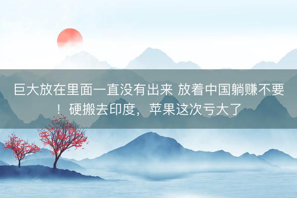 巨大放在里面一直没有出来 放着中国躺赚不要！硬搬去印度，苹果这次亏大了