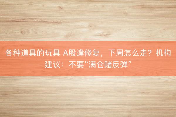 各种道具的玩具 A股逢修复，下周怎么走？机构建议：不要“满仓赌反弹”