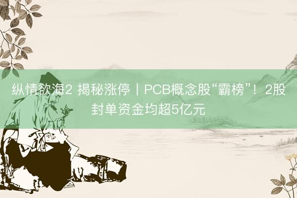 纵情欲海2 揭秘涨停丨PCB概念股“霸榜”！2股封单资金均超5亿元