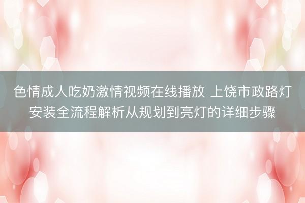 色情成人吃奶激情视频在线播放 上饶市政路灯安装全流程解析从规划到亮灯的详细步骤