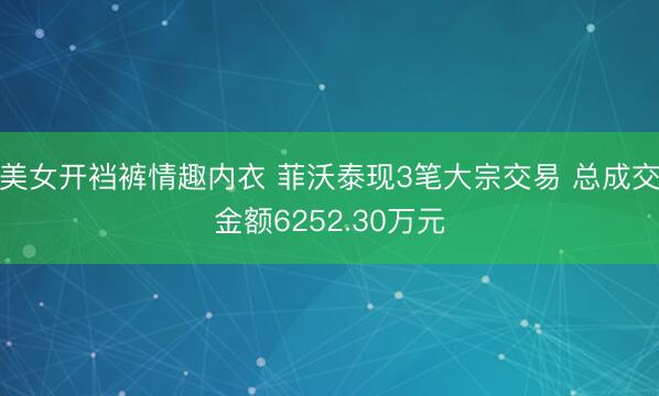 美女开裆裤情趣内衣 菲沃泰现3笔大宗交易 总成交金额6252.30万元
