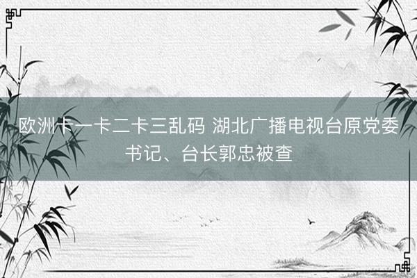 欧洲卡一卡二卡三乱码 湖北广播电视台原党委书记、台长郭忠被查