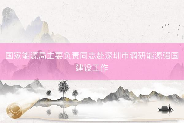 国家能源局主要负责同志赴深圳市调研能源强国建设工作