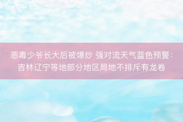恶毒少爷长大后被爆炒 强对流天气蓝色预警：吉林辽宁等地部分地区局地不排斥有龙卷
