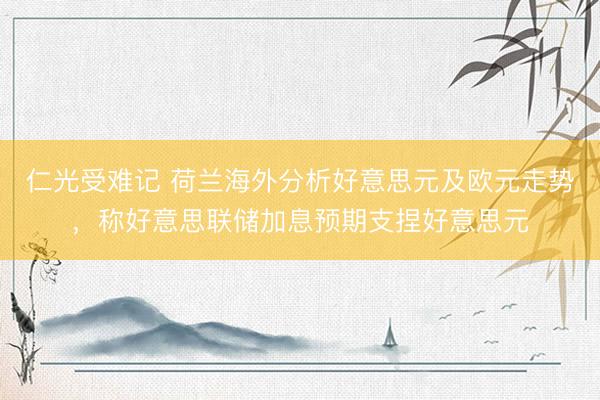 仁光受难记 荷兰海外分析好意思元及欧元走势，称好意思联储加息预期支捏好意思元