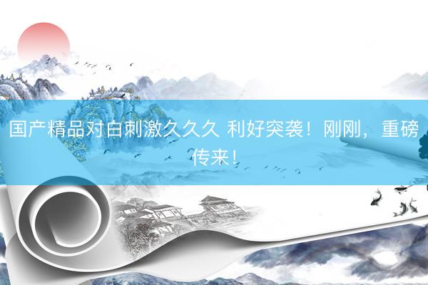 国产精品对白刺激久久久 利好突袭！刚刚，重磅传来！