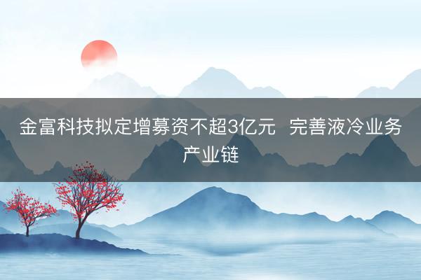 金富科技拟定增募资不超3亿元  完善液冷业务产业链