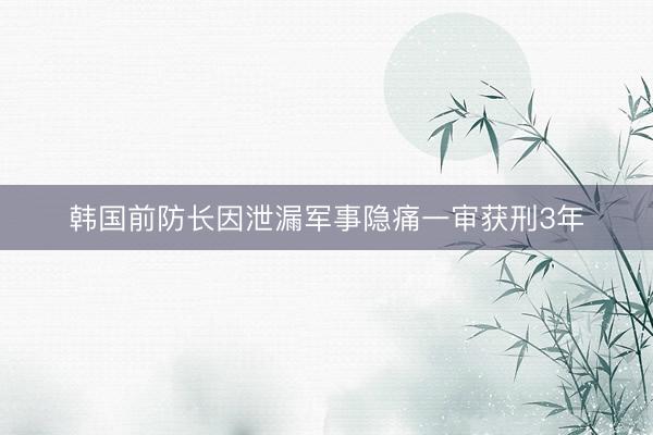 韩国前防长因泄漏军事隐痛一审获刑3年