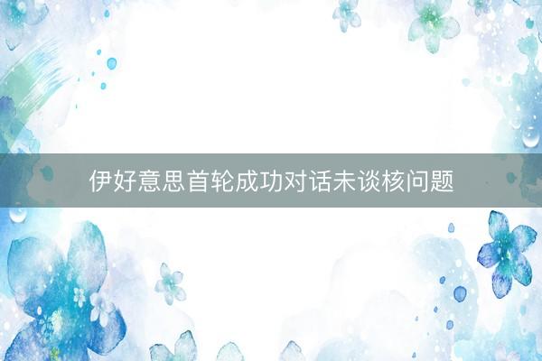伊好意思首轮成功对话未谈核问题