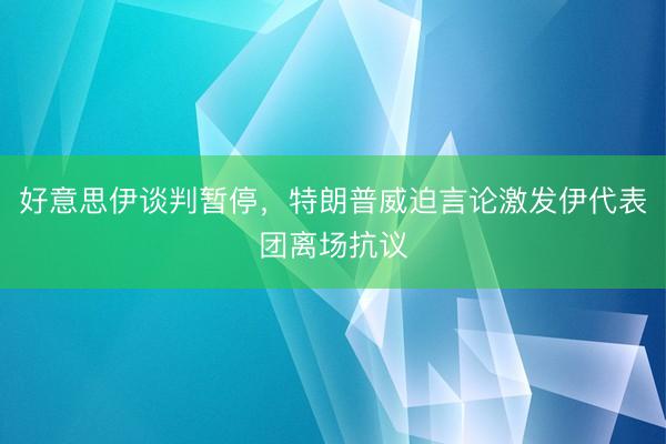 好意思伊谈判暂停，特朗普威迫言论激发伊代表团离场抗议